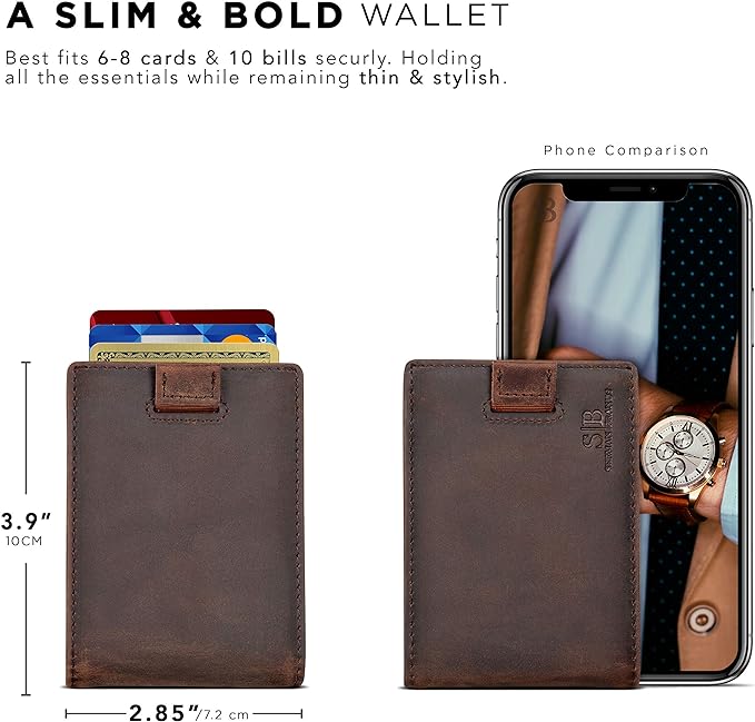 RFID Blocking Slim Money Clip Wallet – Leather Bifold Front Pocket Minimalist Mens Wallet with Money Clip for Men, Small Credit Card Holder Wallet - Travel Wallet with Gift Box