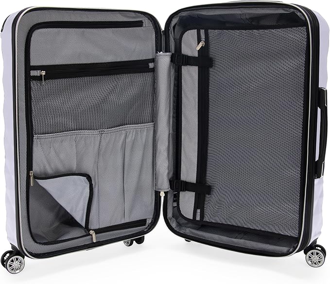 Kenneth Cole REACTION Diamond Tower Collection Lightweight Hardside Expandable 8-Wheel Spinner Travel Luggage, Lavender, 28-Inch Checked