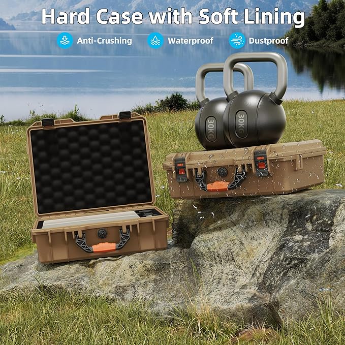 Starlink Mini Case Khaki Hard Waterproof Travel Case for Mini Starlink with Molded Foam for Accessories, Lockable Storage Bag