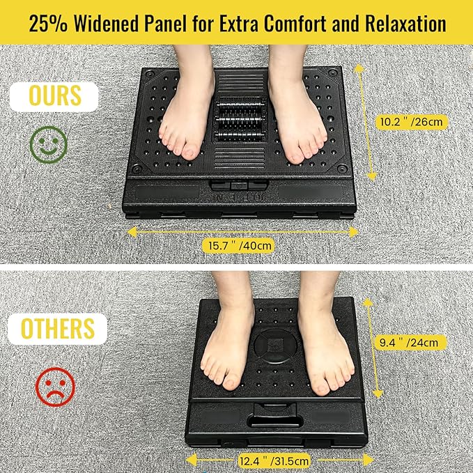 Foot Rest for Under Desk at Work Enlarged, Ergonomic Footrest with Adjustable Height and Angle, Foldable Foot Stool with Removable Pad Massage Beads for Office Gaming Chair Black