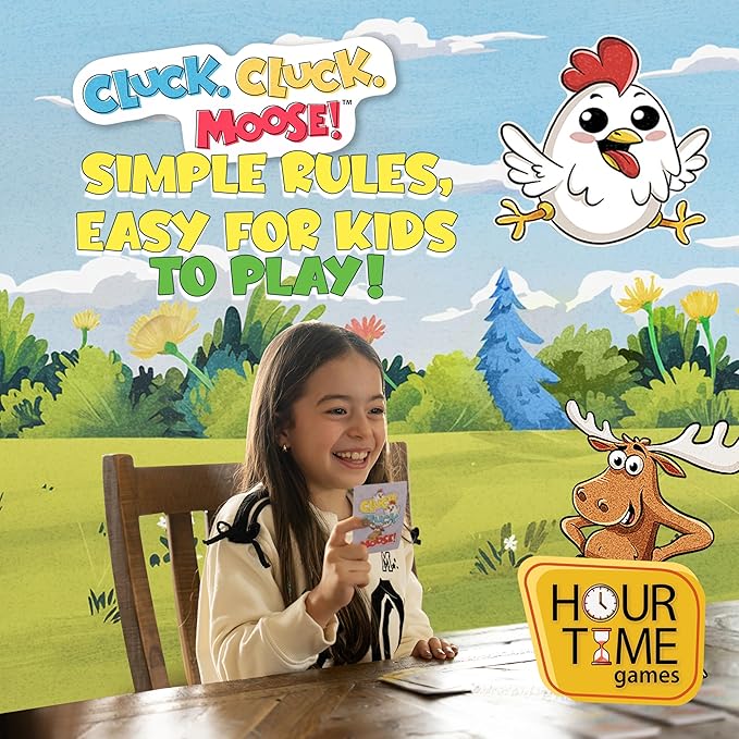 Hour Time Games Cluck Cluck Moose – Hilarious Animal-Themed Card Game for a Fun Family Game Night, Family Games for Kids & Families, Reunion Gift Ideas, Stocking Stuffer & Goodie Bag Gift for Ages 4+