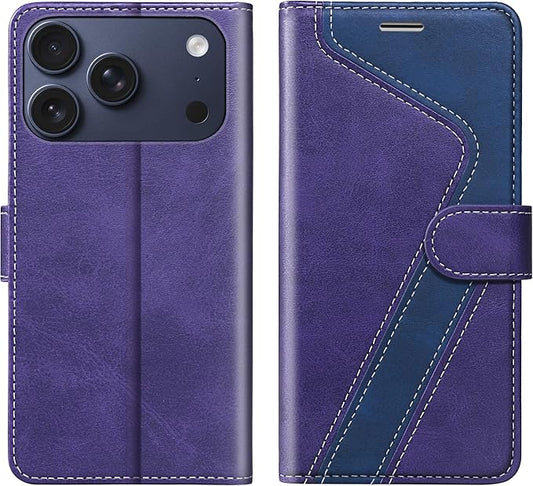 CIVICASE for iPhone 17 Pro Max Wallet Case,PU Leather Flip Case RFID Blocking Credit Card Holder Folio Magnetic Stand TPU Shockproof Cover Compatible with iPhone 17 Pro Max, Purple Blue
