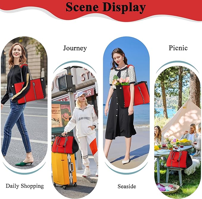 QOGiR Neoprene Multipurpose Beach Bag Tote with Inner Zipper Pocket … … … …