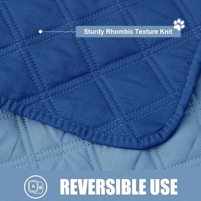 Smiry Waterproof Dog Bed Cover Pet Blanket, Soft Washable Dog Blanket for Furniture Bed Couch Sofa Reversible, Checkered (40"x80", Navy/Blue)