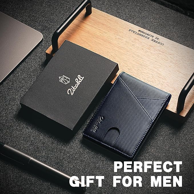 Zitahli Wallet for Men - with Money Clip Slim Leather Slots Credit Card Holder RFID Blocking Bifold Minimalist Wallets with Gift Box