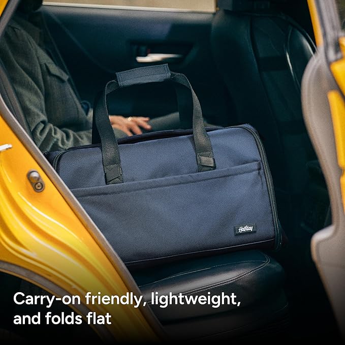 Halfday Convertible 2-in-1 Premium Garment Duffel Weekender Bag 45L | Wrinkle-Free Travel, Hanging Suit Compartment, Shoe Pockets, Trolley Sleeve. Balistic Nylon Carry-On, Palm