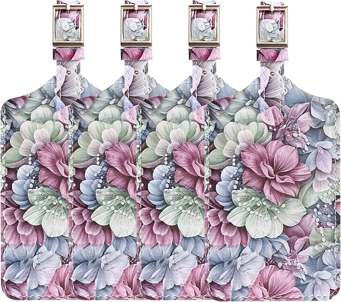 4 Pack Luggage Tag for Suitcases TSA Approved, Leather Suitcase Tags Identifiers, Cute Bag Name Travel Tags ID Labels for Women Men Cruise Airport Luggage Travel Essentials by Sodsay