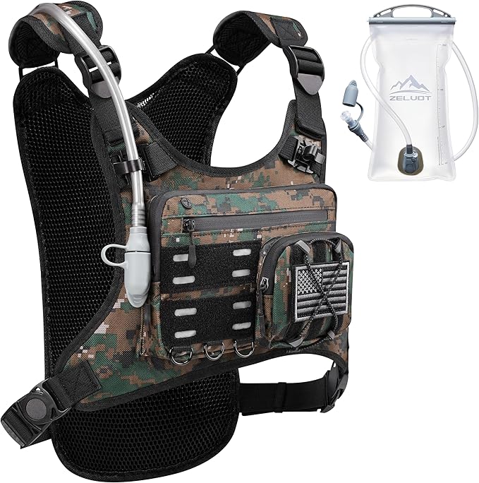 Running Vest with 2L Water Bladder, Hydration Pack, USA Original Patent, Lightweight Hydration Backpack with Gear Holder, Reflective Chest Pack for Men Women for Marathon Hiking