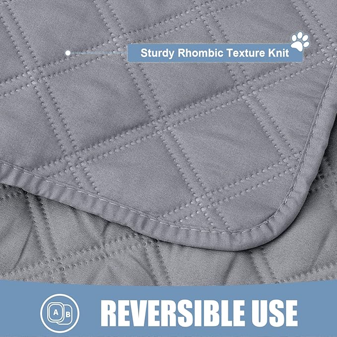 Smiry Waterproof Dog Bed Cover Pet Blanket, Soft Washable Dog Blanket for Furniture Bed Couch Sofa Reversible, Checkered (40"x90", Grey/Grey)