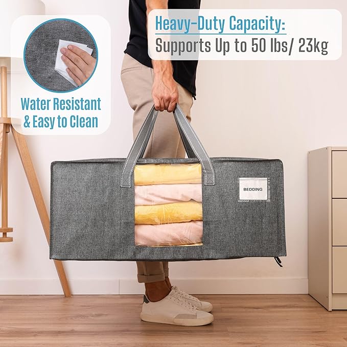 VENO 8 Pack Moving Bags Extra Large Storage Bags for College Move-In, Heavy-Duty Storage Totes, Packing Boxes, and Wardrobe Moving Supplies - Durable Laundry Bags for Clothes (Gray w/Window, 8 Pack)