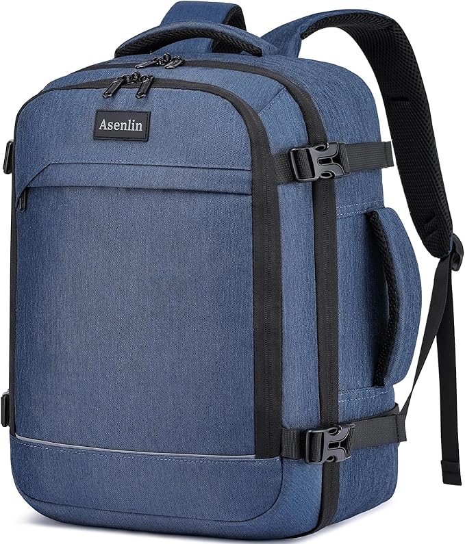 Asenlin 30L Travel Backpack for Women and Men,Fit 15.6 Inch Carry on Backpack Flight Approved Luggage，Weekender Bag Water Resistant Laptop Backpack-Blue