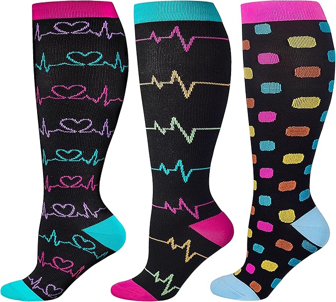 Wide Calf Compression Socks for Women & Men Extra Large Size Support Socks for Nurses Running Pregnant Travel, 15-20 mmHg
