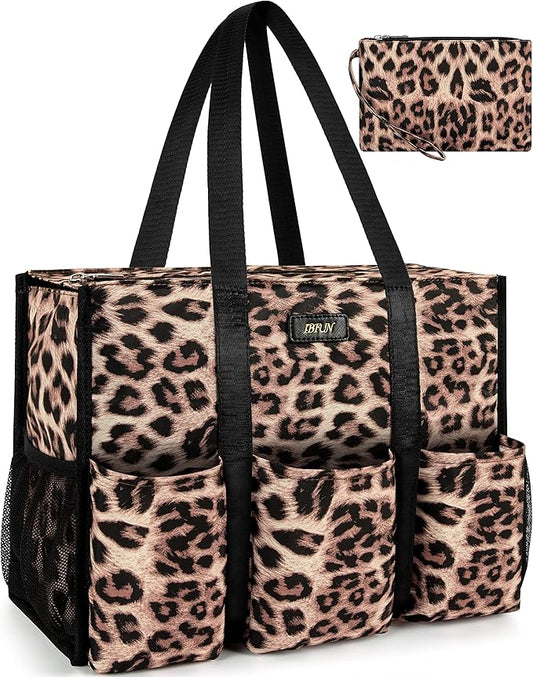 IBFUN Utility Tote Bag with 14/24 Pockets Zip Top Teacher Tote Bag for Teacher/Work Women