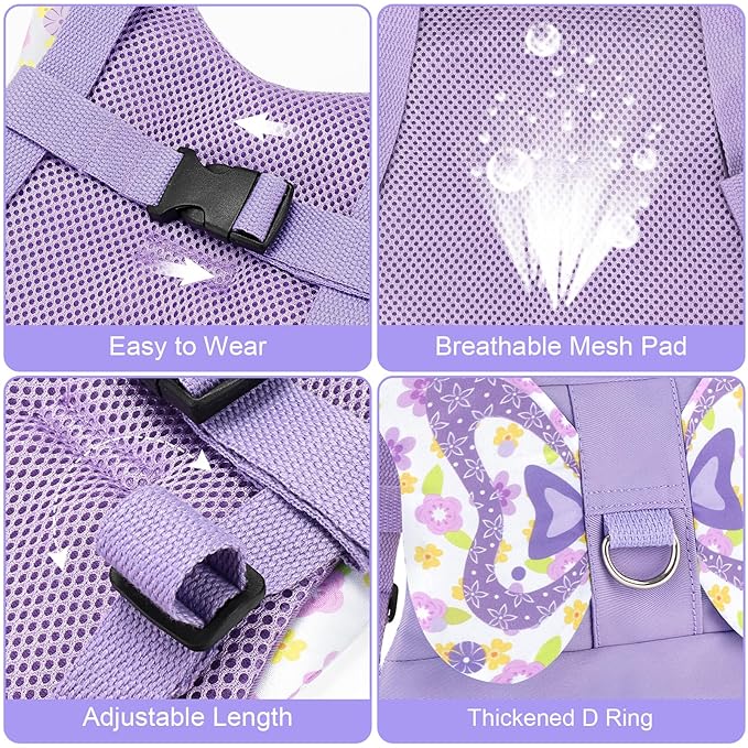 Accmor Toddler Harness Leash + Anti Lost Wrist Link, Cute Butterfly Kids Leash Wristband Assistant, Adorable Child Walking Harness Strap Adjustable Belt Protector for Baby Girls to Outdoor Travel