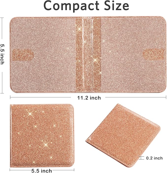 CoBak Car Registration and Insurance Holder - Small and Lightweight Vehicle Glove Box Car Organizer, Auto Truck Comparment Accessories Case for Essential Document, Driver License (Glitter Rosegold)