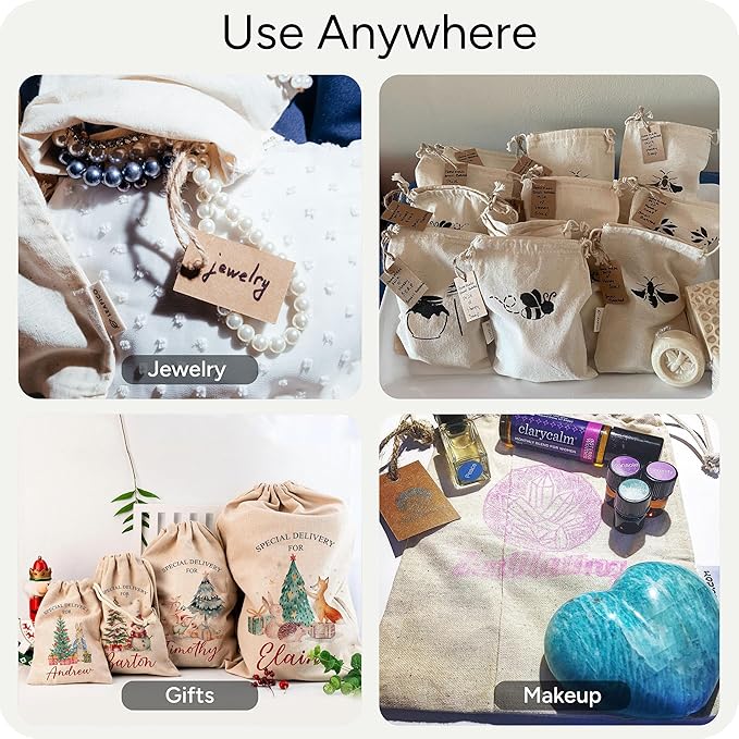 LEAFICO Reusable Cotton Bags - X-Small 3x4 25 Pack - Cloth Gift Bags with Drawstrings for Jewelry, Home Supplies, Makeup,DIY, Wedding, Party Favors - Muslin Fabric Pouches