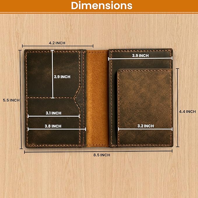 LEATHER VILLAGE Leather Passport Holder Cover – Travel Wallet with Card Slots, Vintage Passport Case for Men & Women – Cute Organizer for Travel Accessories & Documents - Distressed Brown