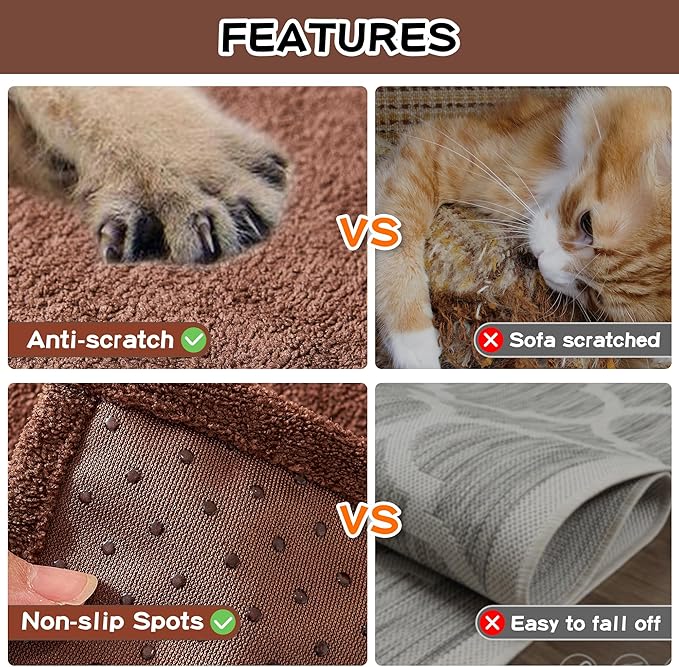 MEETSKY Couch Covers for 3 Cushion Couch Sofa Washable Cat Scratch Proof Sectional Couch Covers L Shape Sofa Cover Slipcovers Couch Furniture Protector for Pets Dogs Kids, 91" x 118", Chocolate