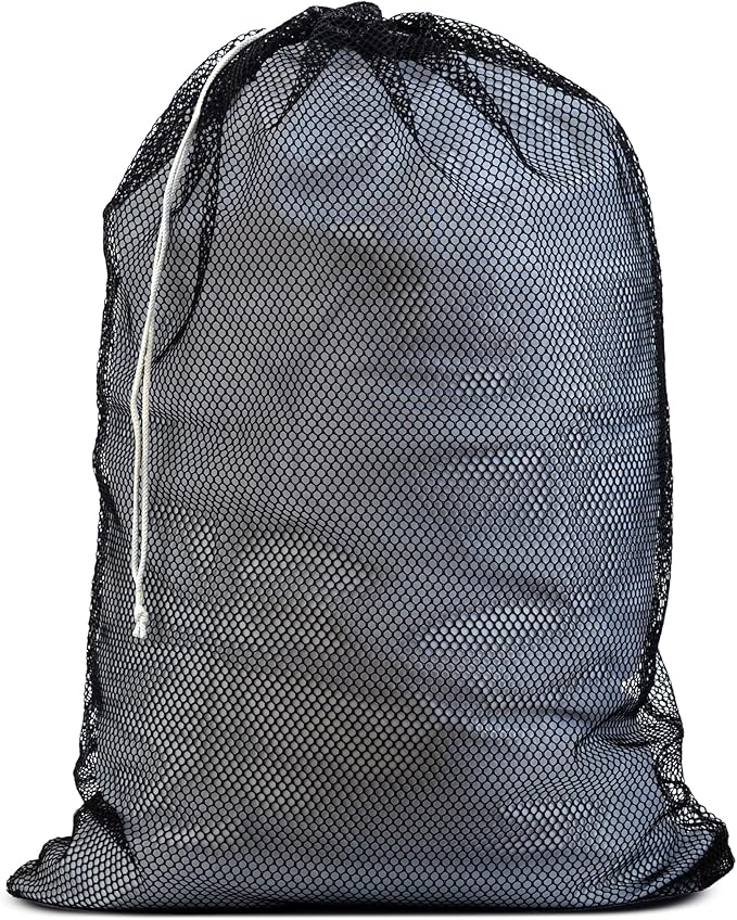 Handy Laundry Mesh XL Laundry Bag - Durable, Machine Washable with Secure Drawstring Closure - Perfect for College Dorms, Laundromats, Apartments (Black, Large 24" x 36")