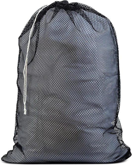 Handy Laundry Mesh XL Laundry Bag - Durable, Machine Washable with Secure Drawstring Closure - Perfect for College Dorms, Laundromats, Apartments (Black, Large 24" x 36")