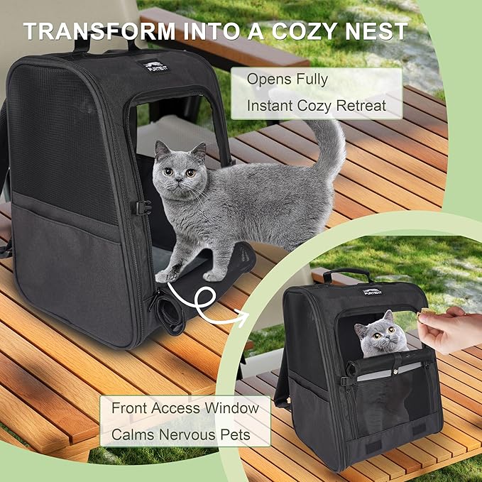 Dog Carrier Backpack for Cats and Puppies,up to 13 lbs,Portable and Breathable Mesh, Storage Pockets, and Built-in Safety,Pet Carrier for Hiking and Outdoor Use,Black