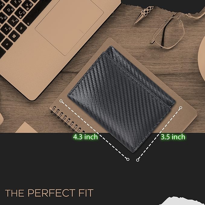 Tri fold Leather Wallet for Men with RFID | Slim Wallets for Men with 1 ID and 6 Credit card slots | Front Pocket Minimalist