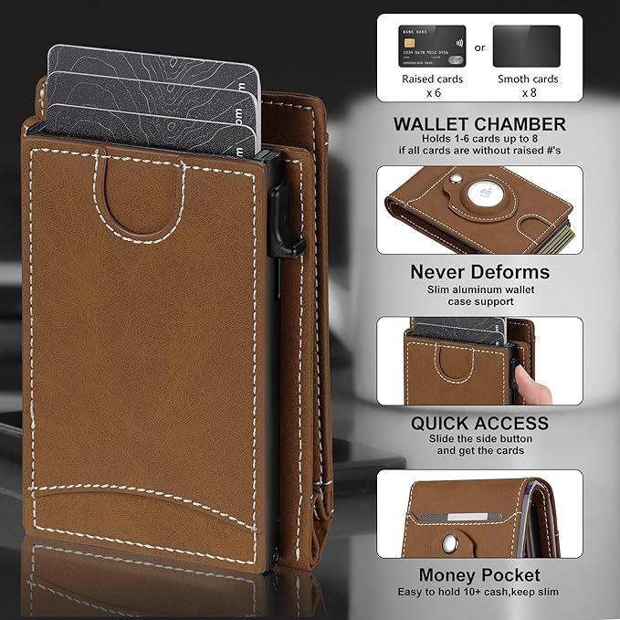 furid Smart Card Wallet for Men Slim: Minimalist Wallet For Men - RFID Blocking Pop Up Front Pocket Wallet, Metal Wallet 11 Card Holder