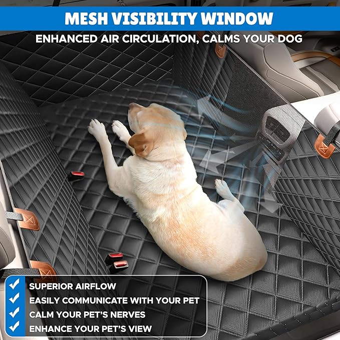 EcoNour Dog Car Seat Cover for Back Seat | Waterproof Dog Seat Cover with Side Door Straps & PP Boards | Backseat Cover for Dogs in Car, SUV, Truck | Pet Car Seat Hammock - 54x65 inches