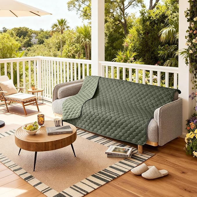 gogobunny 100% Double Sided Waterproof Dog Blanket Soft Pet Bed Cover Reversible Protect Furniture Couch Sofa Car for Puppy Large Dog Cat (Dark Olive/Light Olive, 52x82 Inch (Pack of 1))