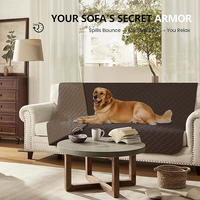 gogobunny 100% Double Sided Waterproof Dog Blanket Soft Pet Bed Cover Reversible Protect Furniture Couch Sofa Car for Puppy Cat (Dark Coffee/Light Coffee, 52x82 Inch (Pack of 1))