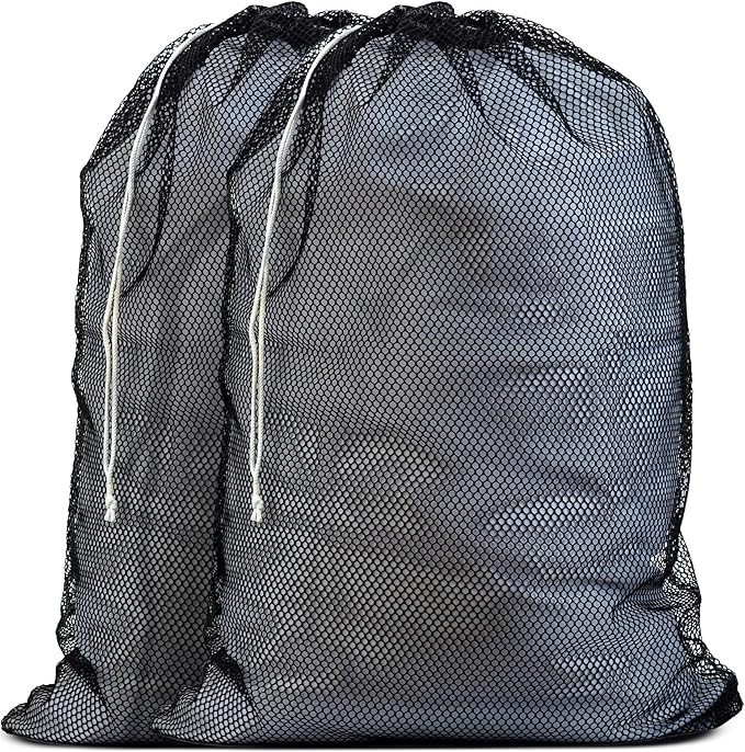 Handy Laundry Mesh XL Laundry Bags - Pack of 2 - Large 24" x 36" - Durable, Machine Washable with Secure Drawstring Closure - Perfect for College Dorms, Laundromats, Apartments (Black)