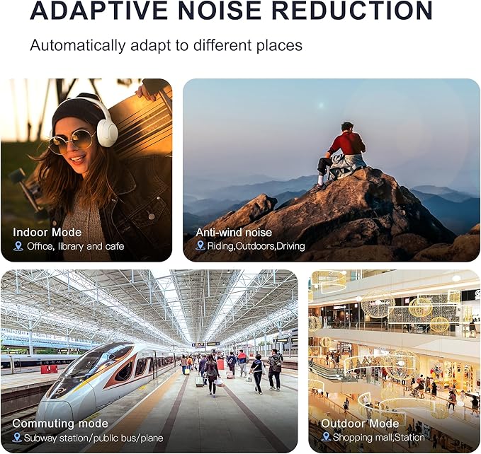 QCY H3 ANC Bluetooth Headphones Over Ear, Active Noise Cancelling Bluetooth 5.4 Headphones with Microphones, Hi-Res Audio Sound, Multipoint Connection, 60H Playback, Custom EQ via App(Blue)