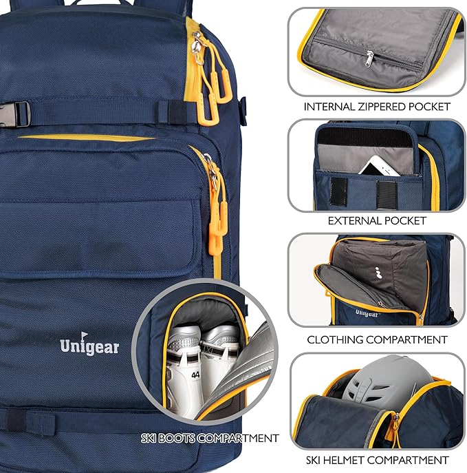 Unigear Ski Boot Bag Backpack for Helmet 50L/70L, Goggles, Gloves, Skis, Snowboard & Accessories