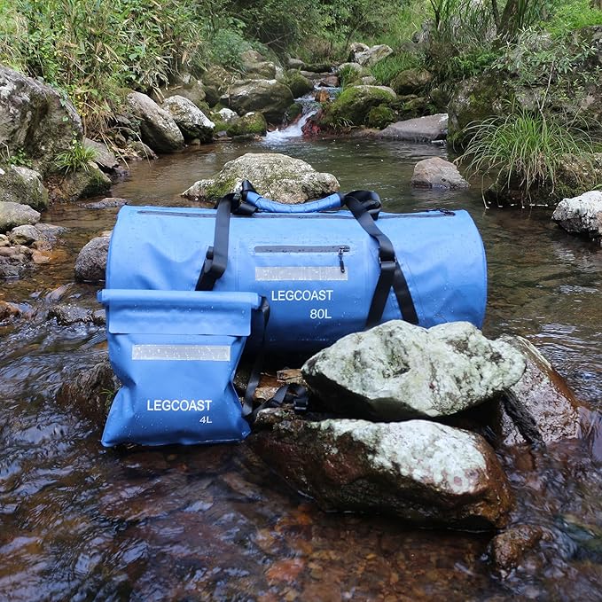 Waterproof Duffel Bag， IPX8 Waterproof Performance Dry Bag， Airtight Zipper Closure， Waterproof bag with diving function，80L large capacity, Large