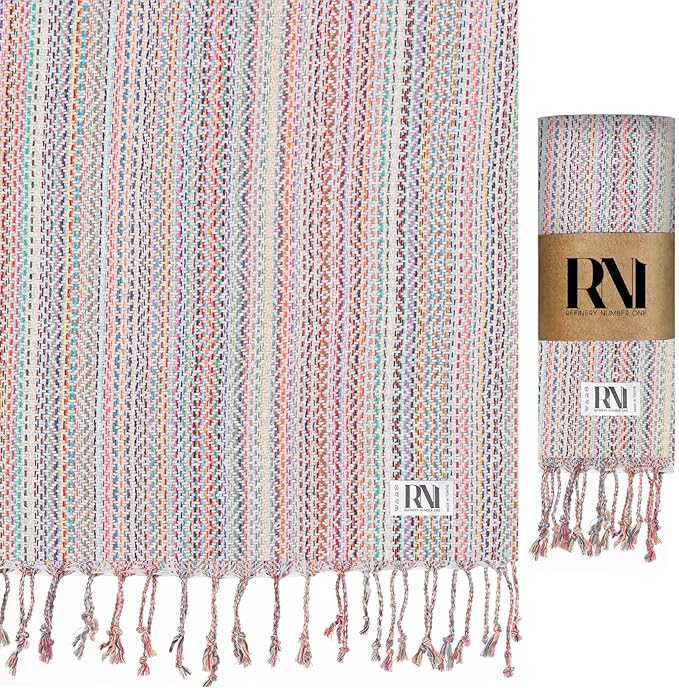 Refinery No. 1 Turkish Beach Towel, Oversized Quick Dry Lightweight, Sand Free, Pool and Swim Towel (Gray)