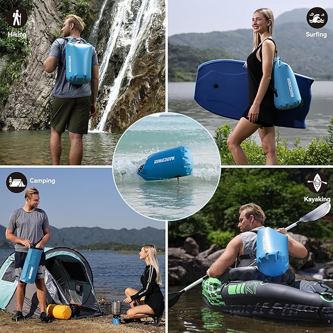 MARCHWAY Floating Waterproof Dry Bag Backpack 5L/10L/20L/30L/40L, Roll Top Sack Keeps Gear Dry for Kayaking, Rafting, Boating, Swimming, Camping, Hiking, Beach, Fishing