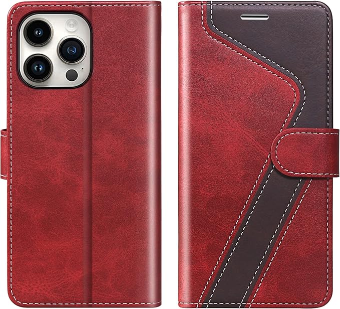 CIVICASE for iPhone 16 Pro Max Wallet Case,PU Leather Flip Case RFID Blocking Credit Card Holder Folio Magnetic Stand TPU Shockproof Cover Compatible with iPhone 16 Pro Max, Red Brown