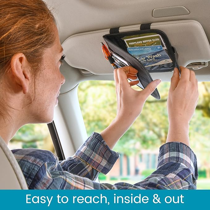 High Road Car Visor Organizer and Registration and Insurance Card Holder with Clear Document Pockets and 3 Card Holders - Vehicle Document Holder for Cars, Trucks and SUVs