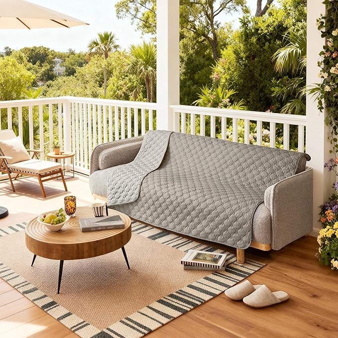 gogobunny 100% Double Sided Waterproof Dog Blanket Soft Pet Bed Cover Reversible Protect Furniture Couch Sofa Car for Puppy Large Dog Cat (Dark Stone/Light Stone, 82x82 Inch (Pack of 1))