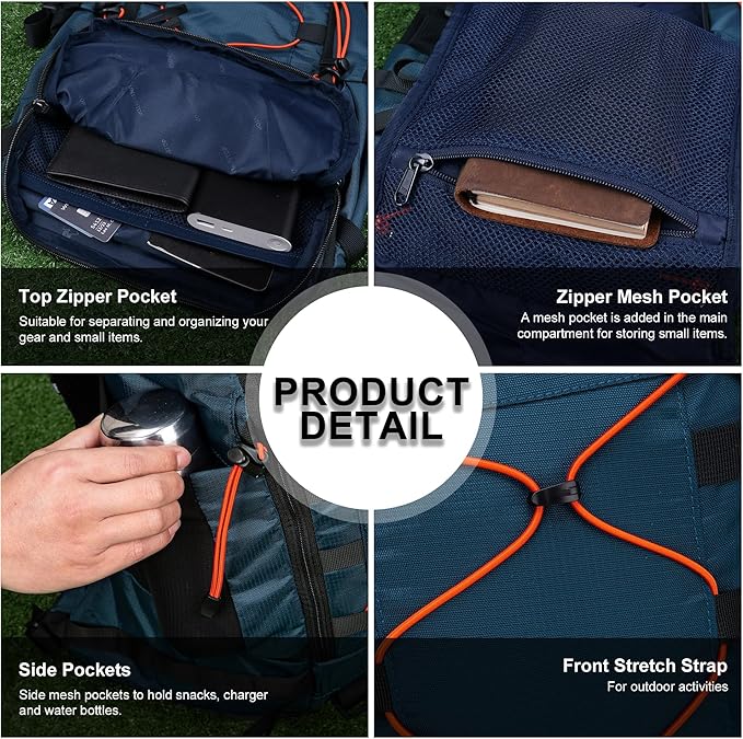 MOUNTAINTOP Hiking Backpack 35L Travel Backpack Lightweight Daypack for Men&Women Outdoor Camping