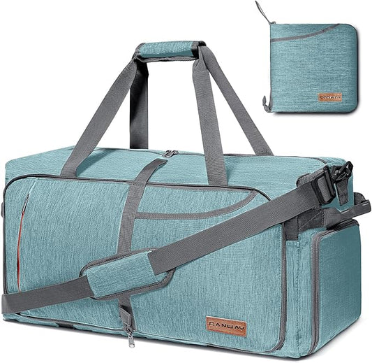 Canway 65L Travel Duffel Bag, Foldable Weekender Bag with Shoes Compartment for Men Women Water-proof & Tear Resistant