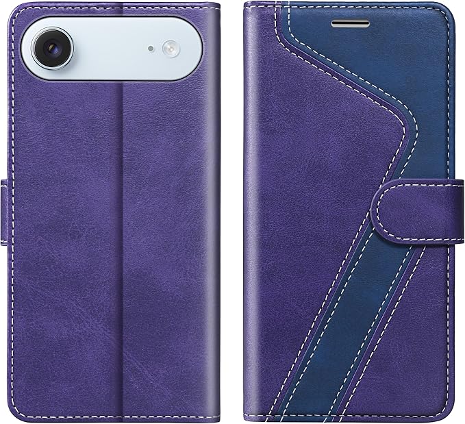 CIVICASE for iPhone 17 Air Wallet Case,PU Leather Flip Case RFID Blocking Credit Card Holder Folio Magnetic Stand TPU Shockproof Cover Compatible with iPhone 17 Air, Purple Blue