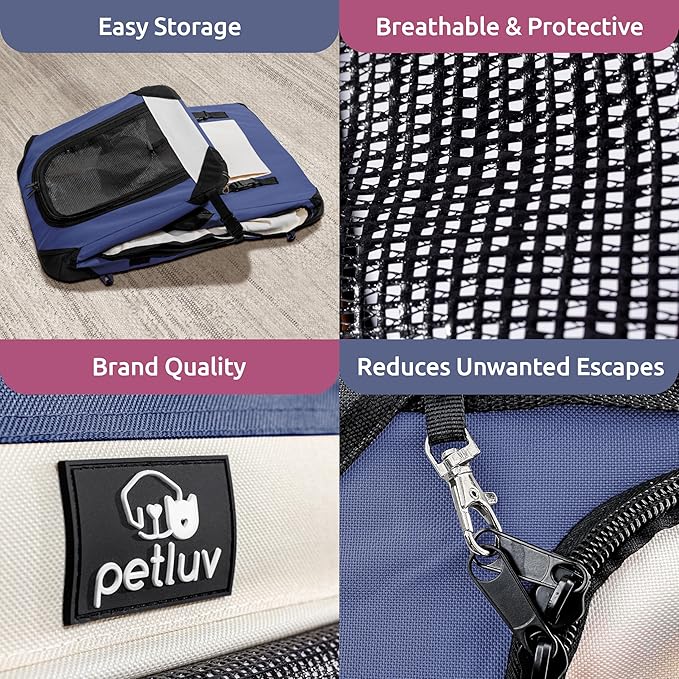 Cat & Dog Pet Carrier, Soft-Sided, Large 24"x16"x16", Fits Large Cat, 2 Cats, or Medium Dog Comfortably, Great for Travel & Vet Visits, Privacy Windows, Removable Bed, Locking Zippers, Foldable