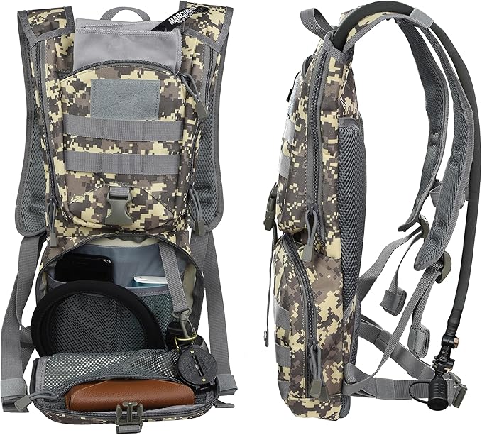 MARCHWAY Tactical Molle Hydration Pack Backpack with 3L TPU Water Bladder, Military Daypack for Cycling, Hiking, Running, Climbing, Hunting, Biking
