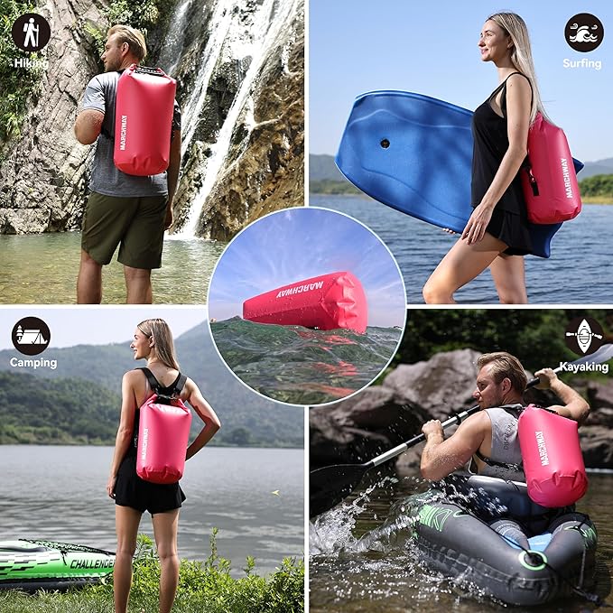 MARCHWAY Floating Waterproof Dry Bag Backpack 5L/10L/20L/30L/40L, Roll Top Sack Keeps Gear Dry for Kayaking, Rafting, Boating, Swimming, Camping, Hiking, Beach, Fishing