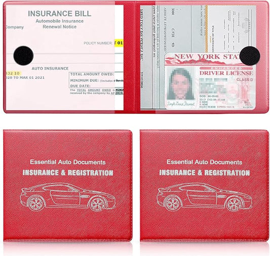 UYYE Car Registration and Insurance Card Holder, Vehicle Glove Box Car Organizer, Interior Car Accessories for Documents, Cards, License - 2 Pack