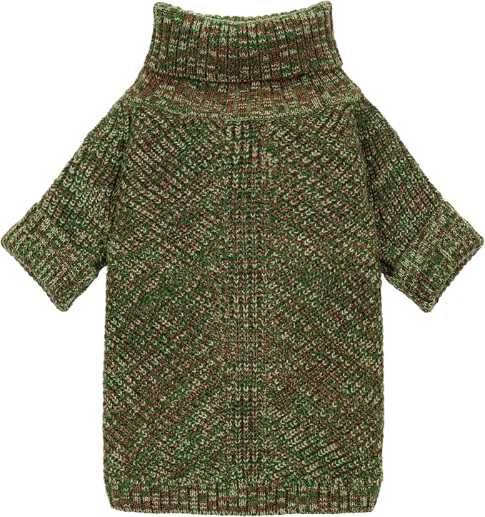 Fitwarm Knitted Turtleneck Dog Sweater, Thermal Dog Winter Clothes for Small Dogs Boy Girl, Holiday Pet Outfit, Heather Green, XS