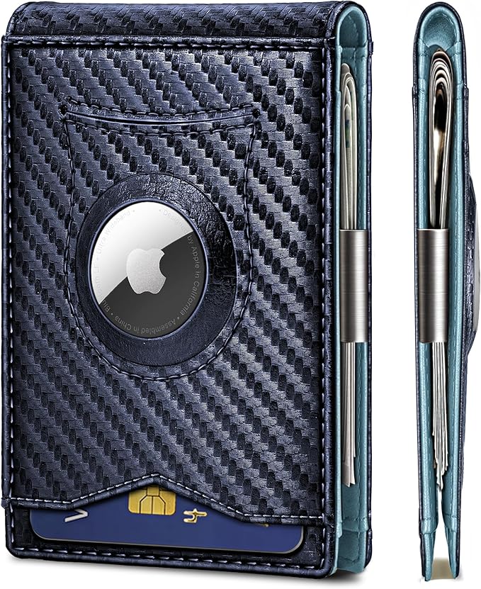 BULLIANT Men Wallet Airtag&Standard Use,Slim Front Pocket Wallet Money Clip for Gifg Men RFID Blocking 11Cards