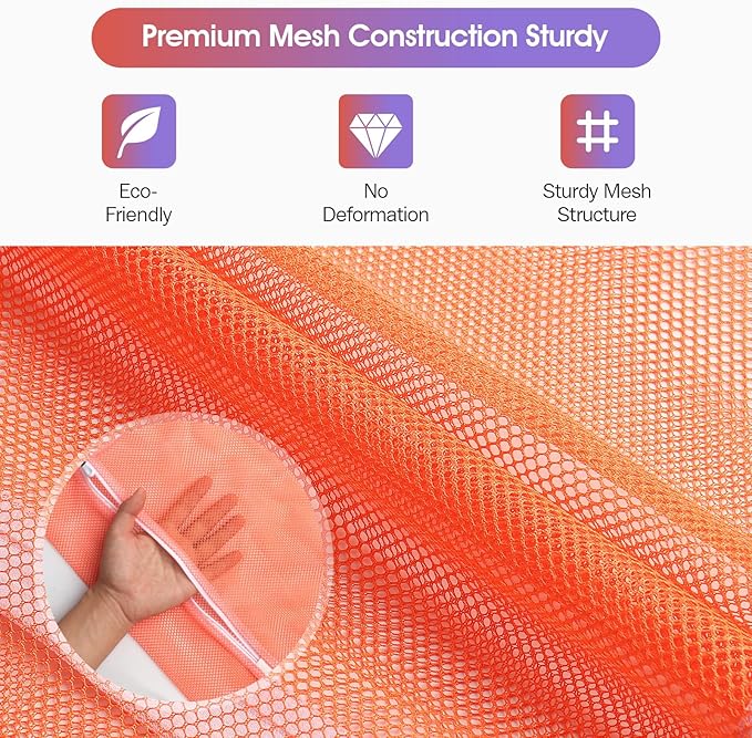 5Pcs Mesh Laundry Bags Sturdy for Delicates, Lingerie, Bras, Travel and Organize - 5 Color(14x20 Inch)