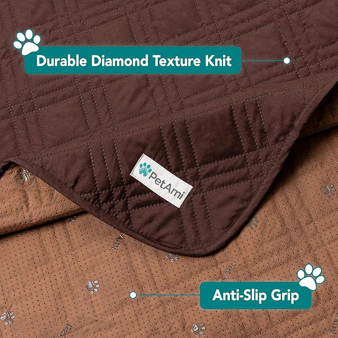 PetAmi Waterproof Couch Cover for Dogs, Waterproof Pet Blanket, Reversible Furniture Cover Sofa Protector for Pet Cat Bed, Washable Waterproof Blanket Dog Cover for Couch Seat, 68x82 Brown